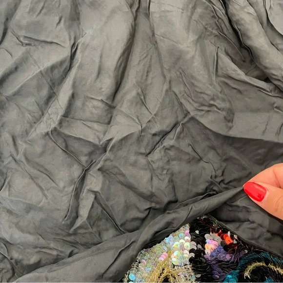 Vintage Multicolored Geometric Print Sequin Long Sleeve Blouse Peony and Phoenix - Picture 8 of 10